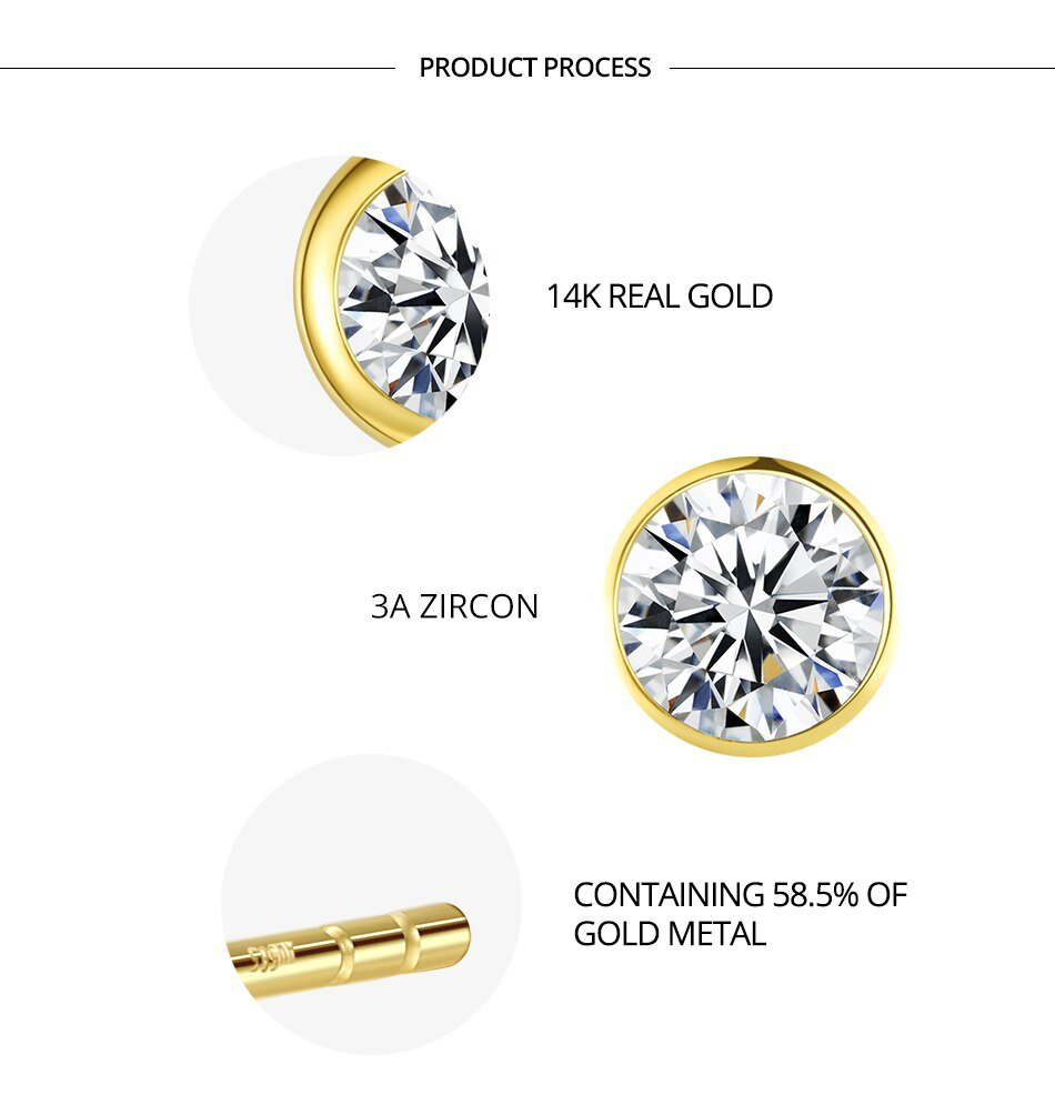 14K_Gold_Classic_Bezel_Setting_Solitaire_Stud Earring_oje001_04 14K Gold classic bezel setting solitaire stud earrings for Women