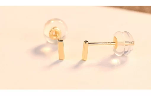 14K Gold Mini Bar Stud Earrings for Women