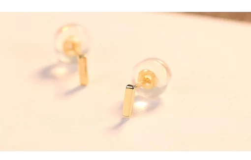 14K Gold Mini Bar Stud Earrings for Women