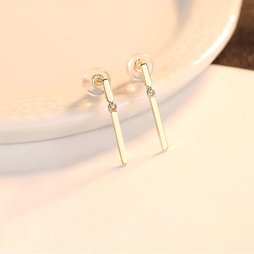 14K_Gold_Minimalist_Post_Bar_Drop_Earring_oje006_01 14K Gold Minimalist Post Bar Drop Stud Earrings for Women