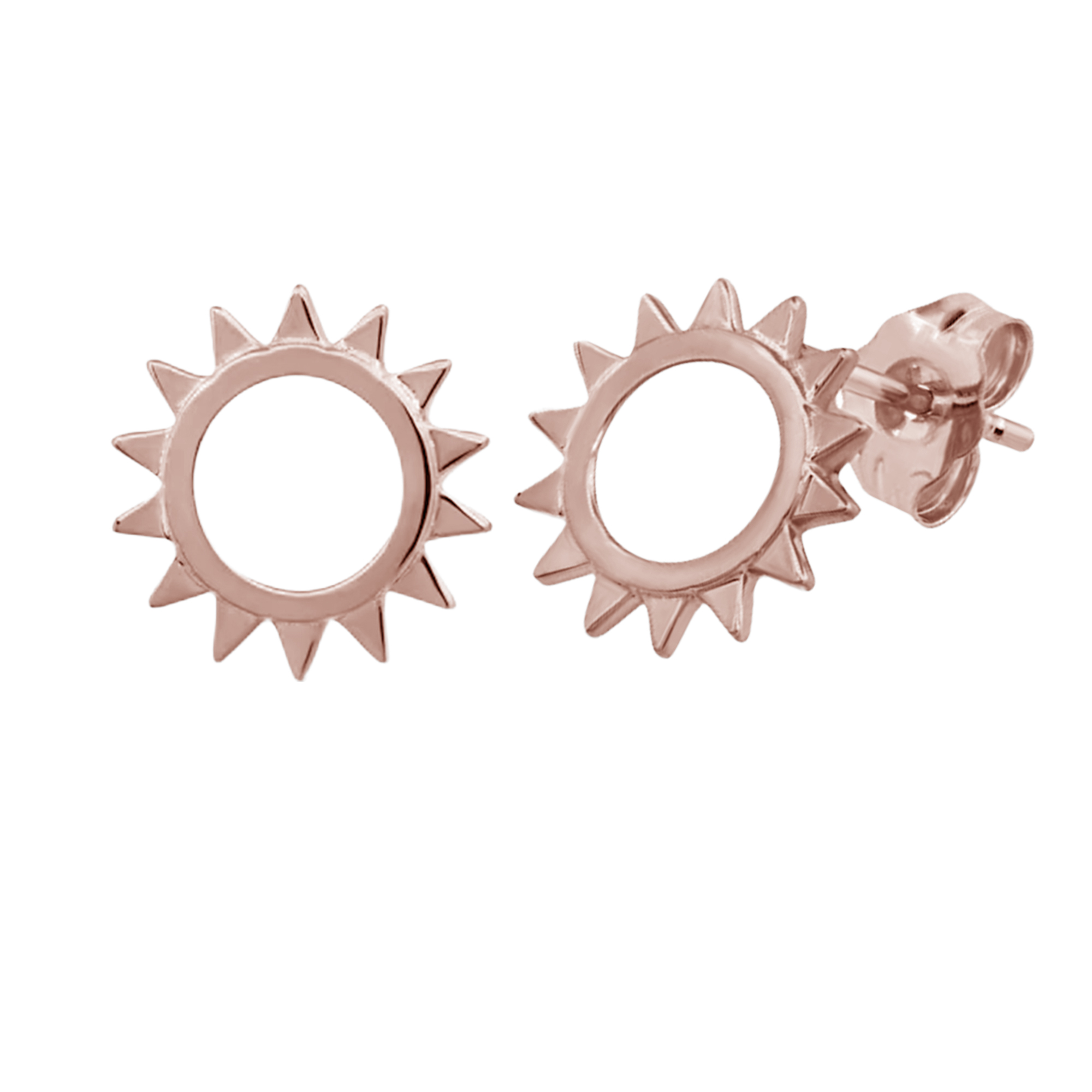 14k gold sun shaped stud earrings rose gold_01