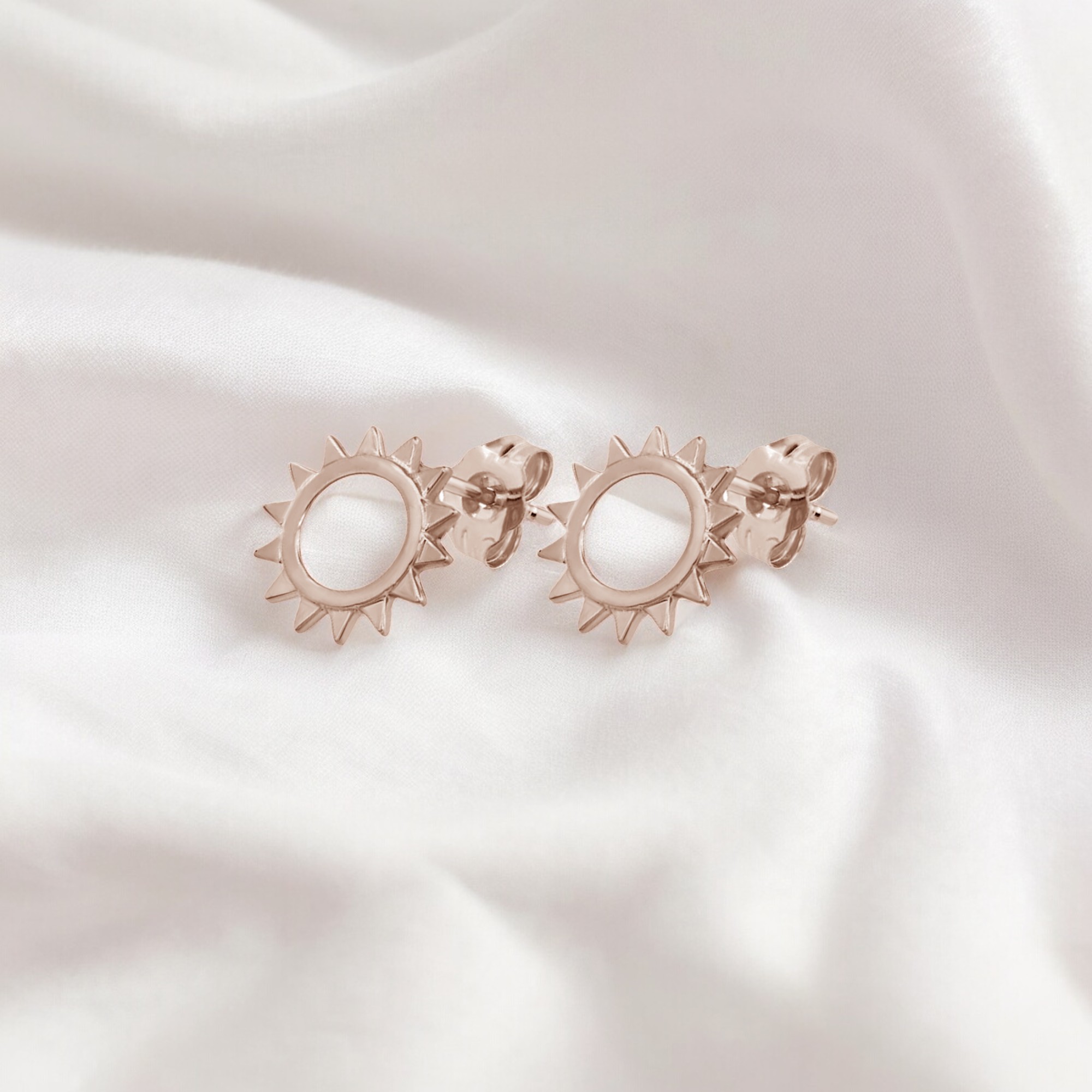 14k gold sun shaped stud earrings rose gold_03