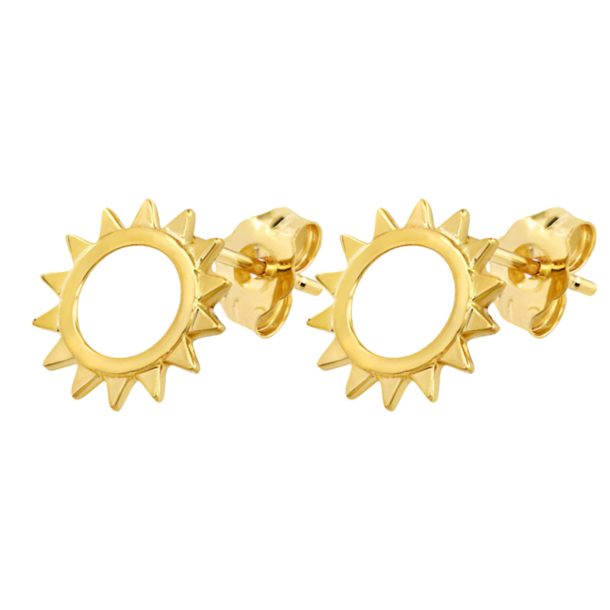 14k gold sun shaped stud earrings yellow gold_02