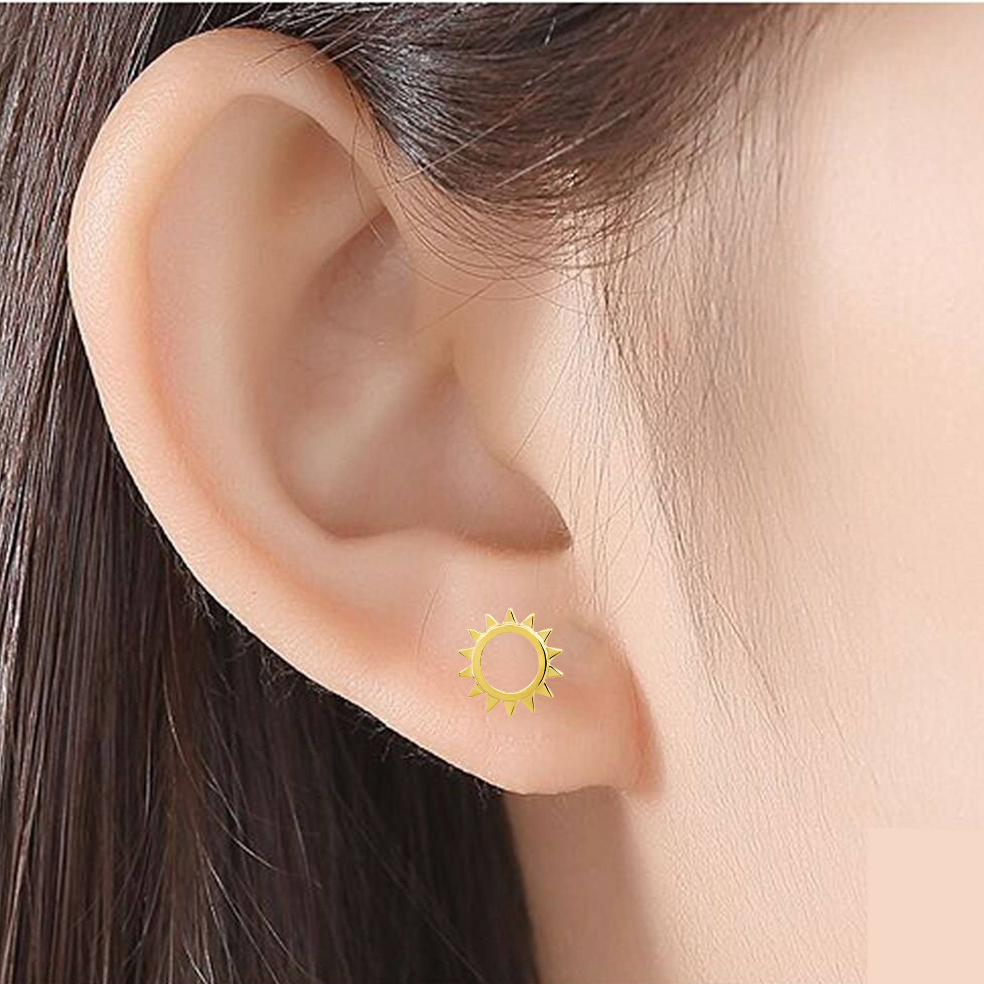 14k gold sun shaped stud earrings yellow gold_04