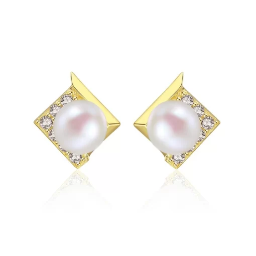 14k Gold Natural Freshwater Pearl Stud Earrings for Women