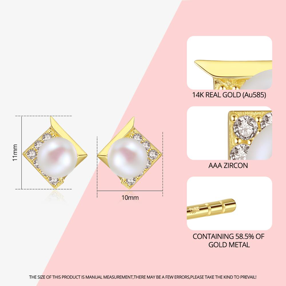 14k_Gold_Natural_Freshwater_Pearl_Stud_Earring_oje008_07 14k Gold Natural Freshwater Pearl Stud Earrings for Women