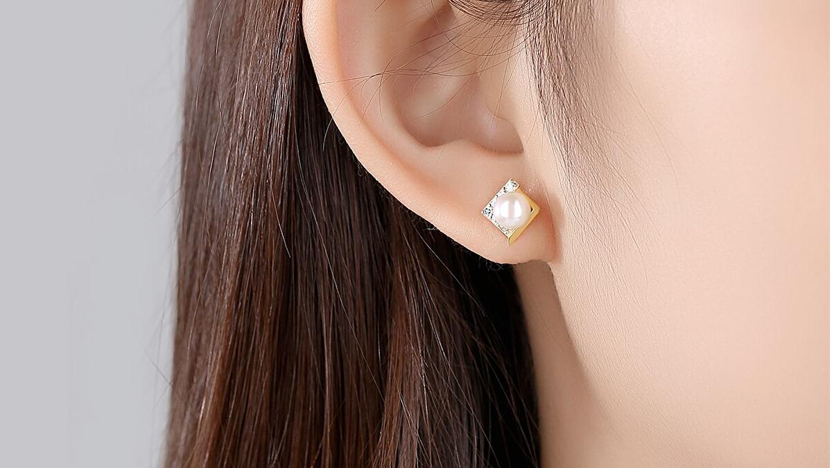 14k_Gold_Natural_Freshwater_Pearl_Stud_Earring_oje008_09 14k Gold Natural Freshwater Pearl Stud Earrings for Women