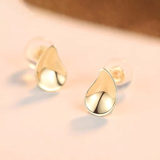 Round Real Solid 14K Gold Stud Earrings for Women Wedding Engagement Fine Jewlery Yellow Gold Pendientes AU585