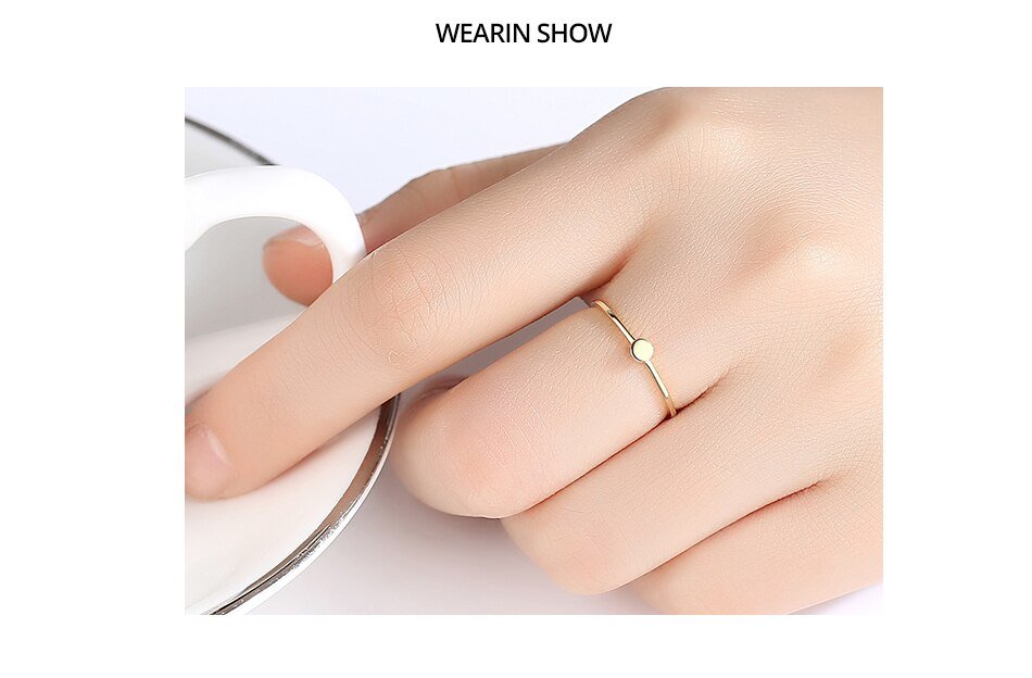 14K Gold Classic Tiny Minimalist Round Ring for Women