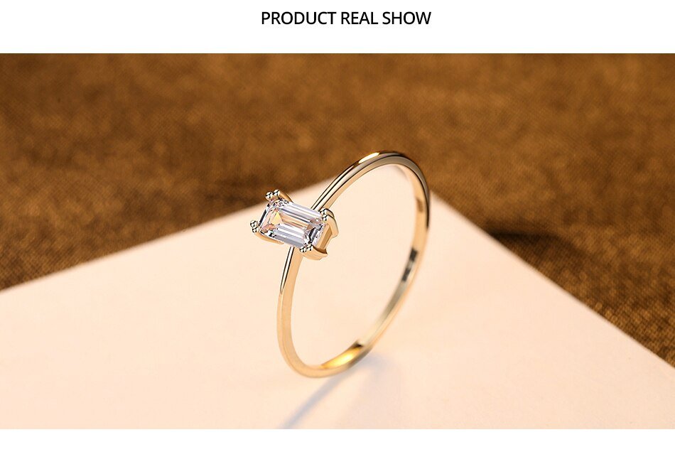 14K Gold Minimalist Baguet Solitaire Ring