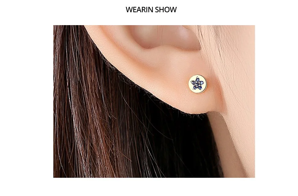 14k Gold Star &amp; Moon Stud Earrings
