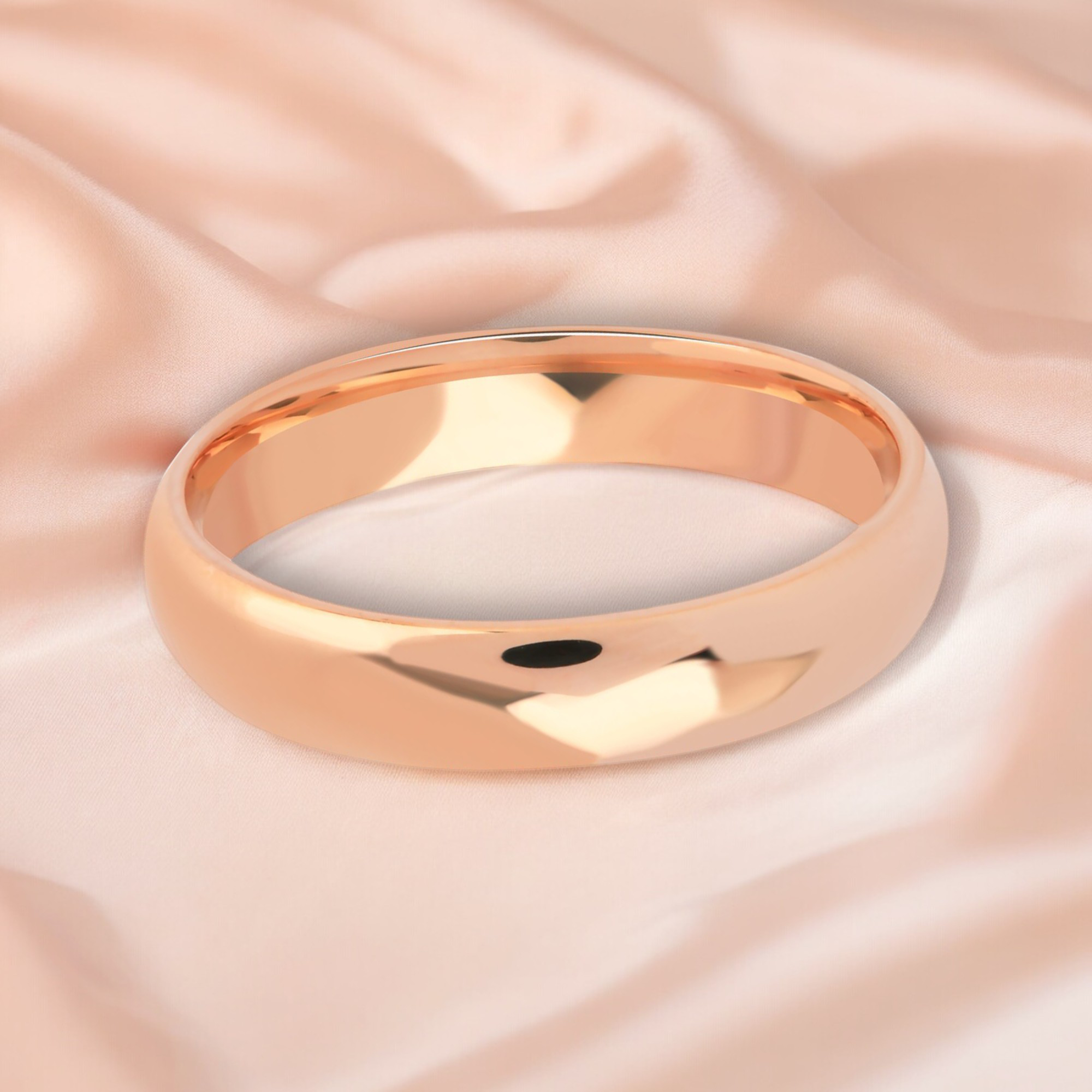 5mm dome shaped hollow ultra light wedding band rose gold_02