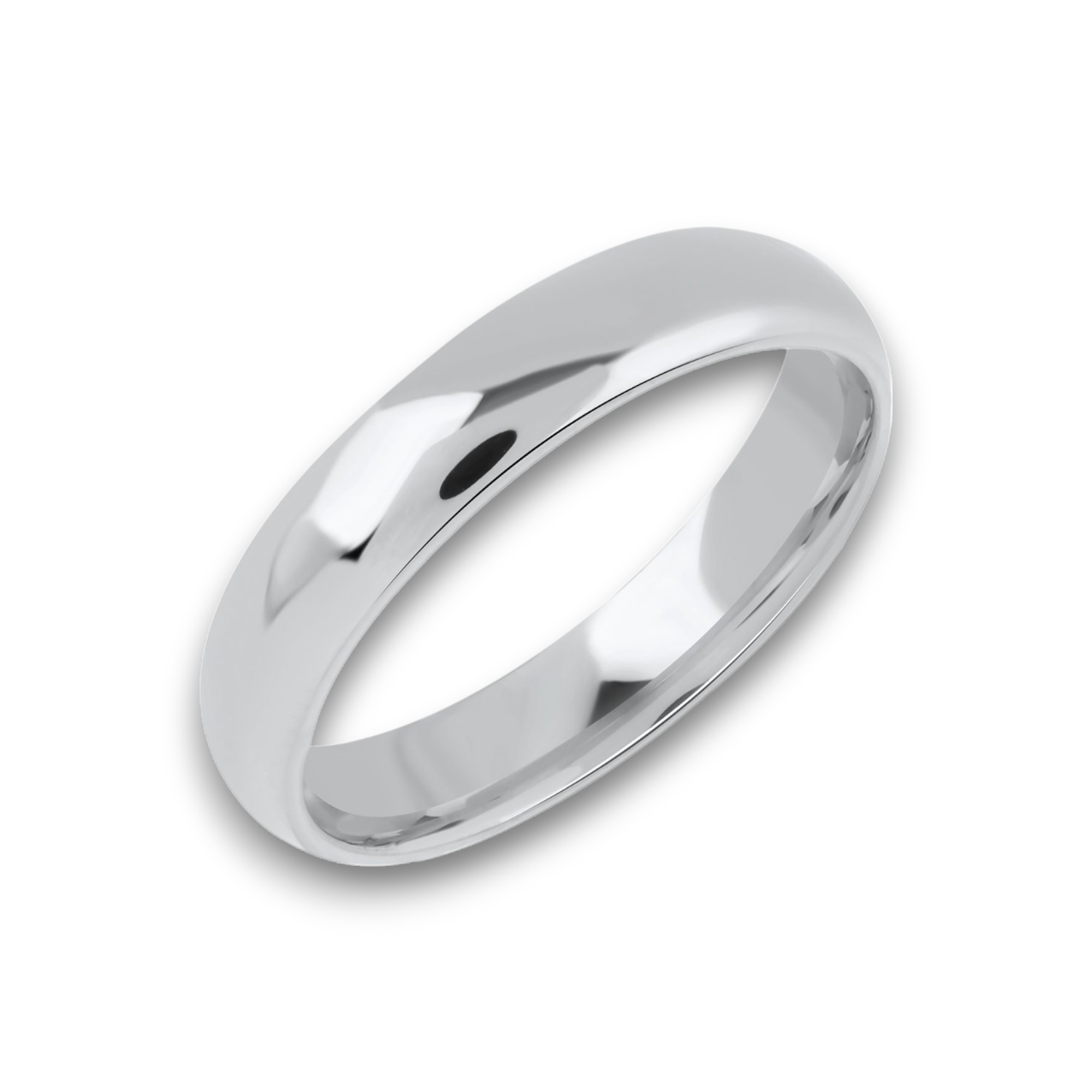 5mm dome shaped hollow ultra light wedding band white gold_01