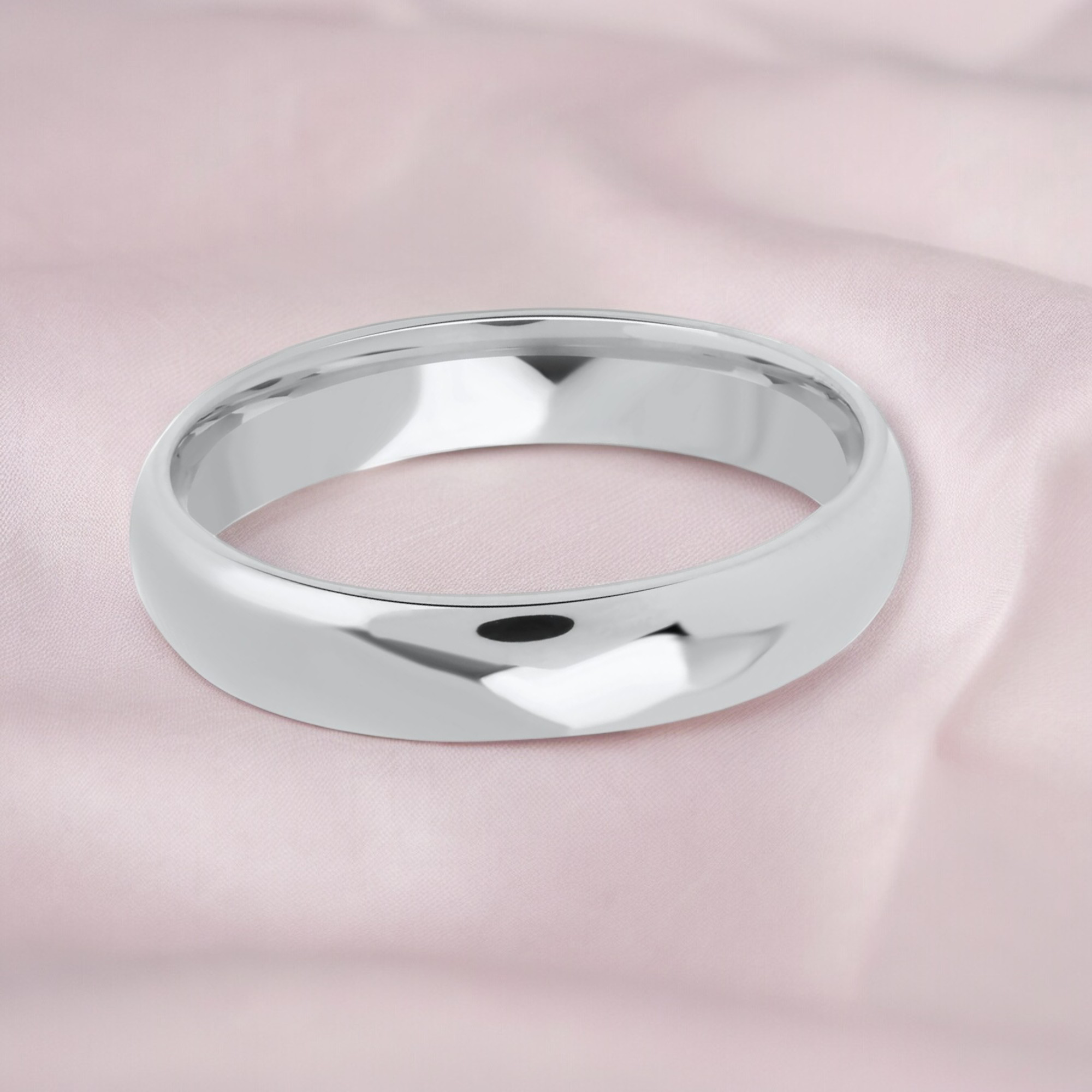 5mm dome shaped hollow ultra light wedding band white gold_02