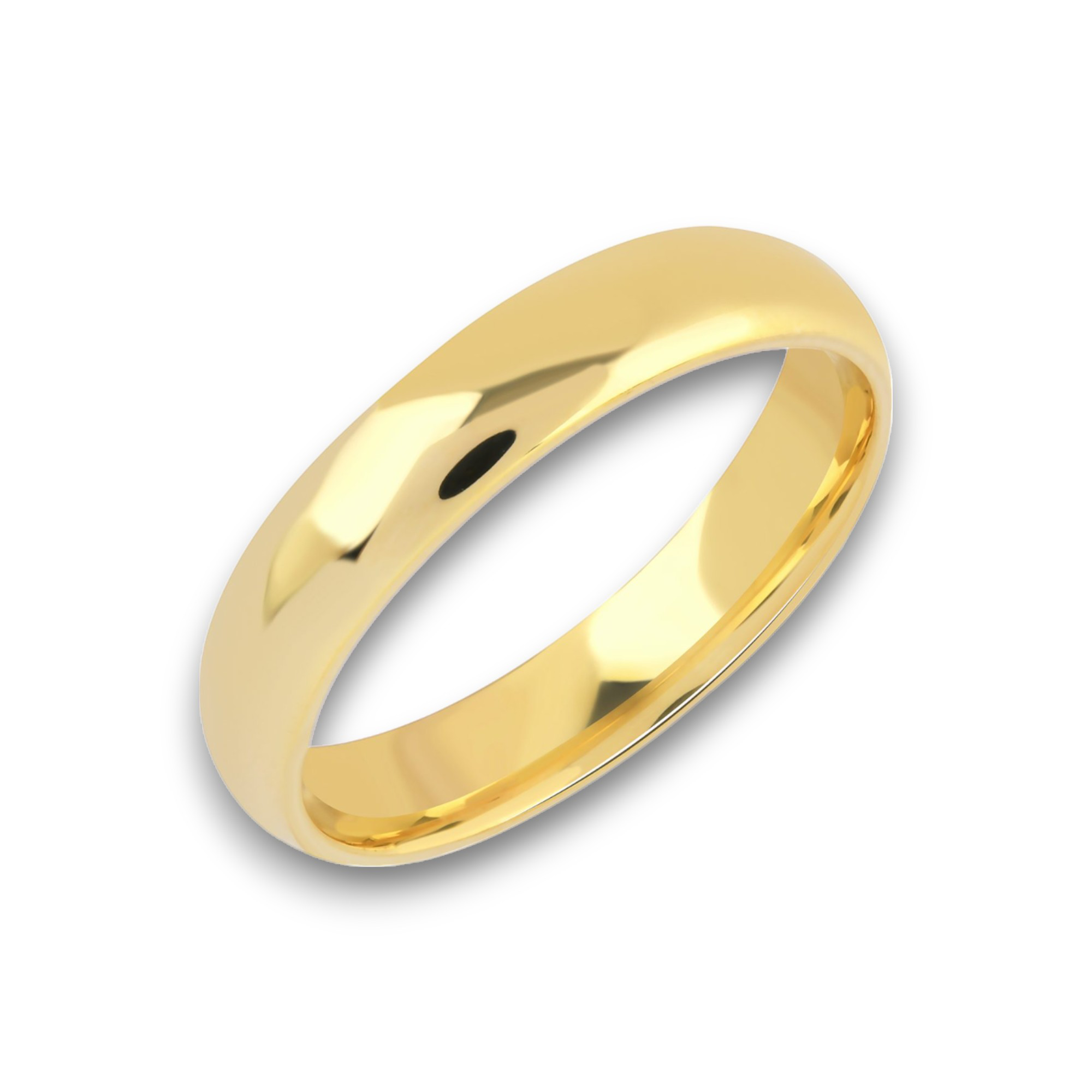 5mm dome shaped hollow ultra light wedding band yellow gold_01