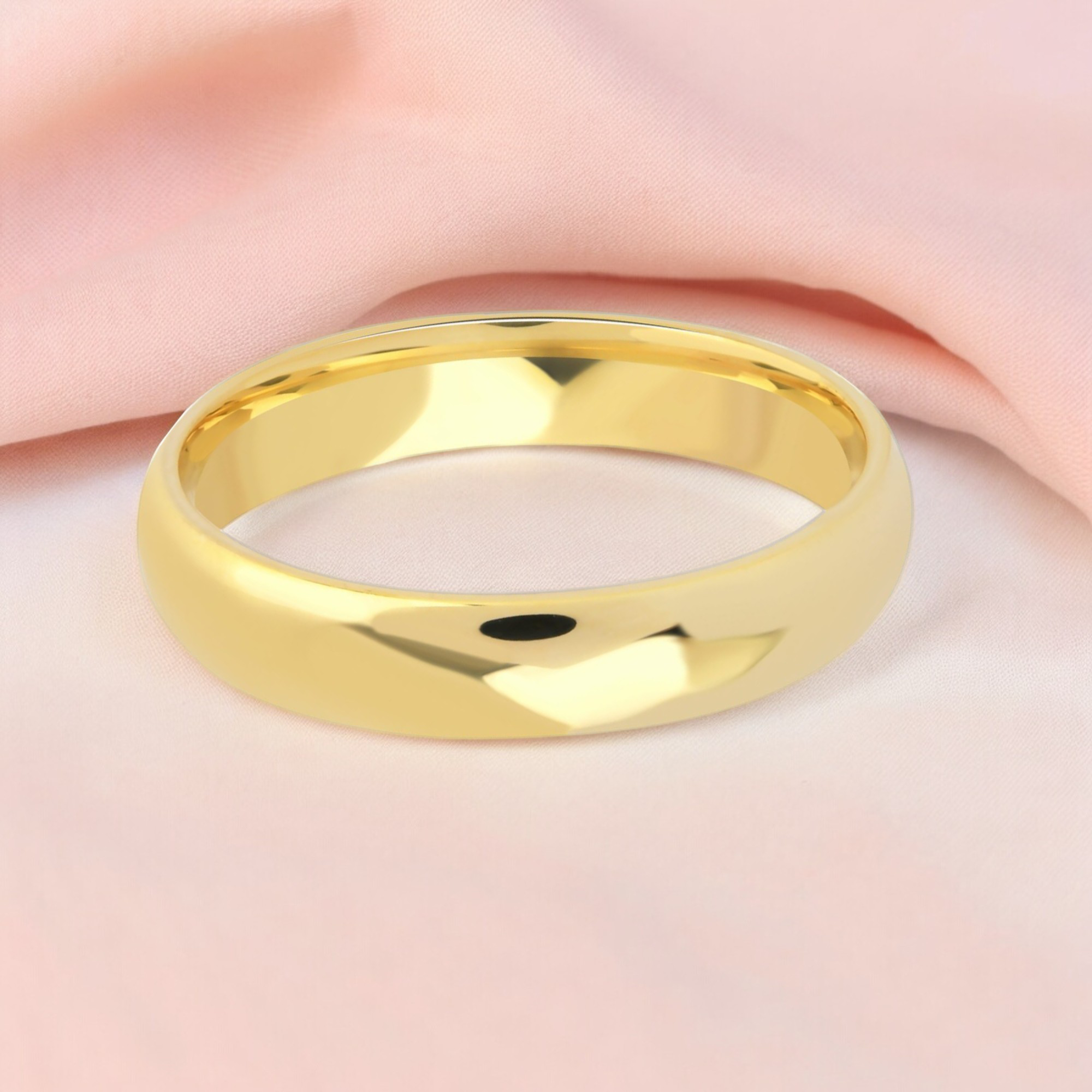 5mm dome shaped hollow ultra light wedding band yellow gold_02