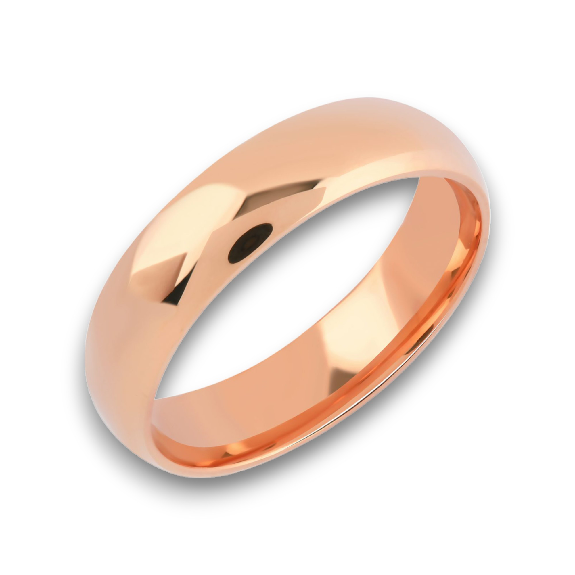 6mm dome shaped hollow ultra light wedding band rose gold_01