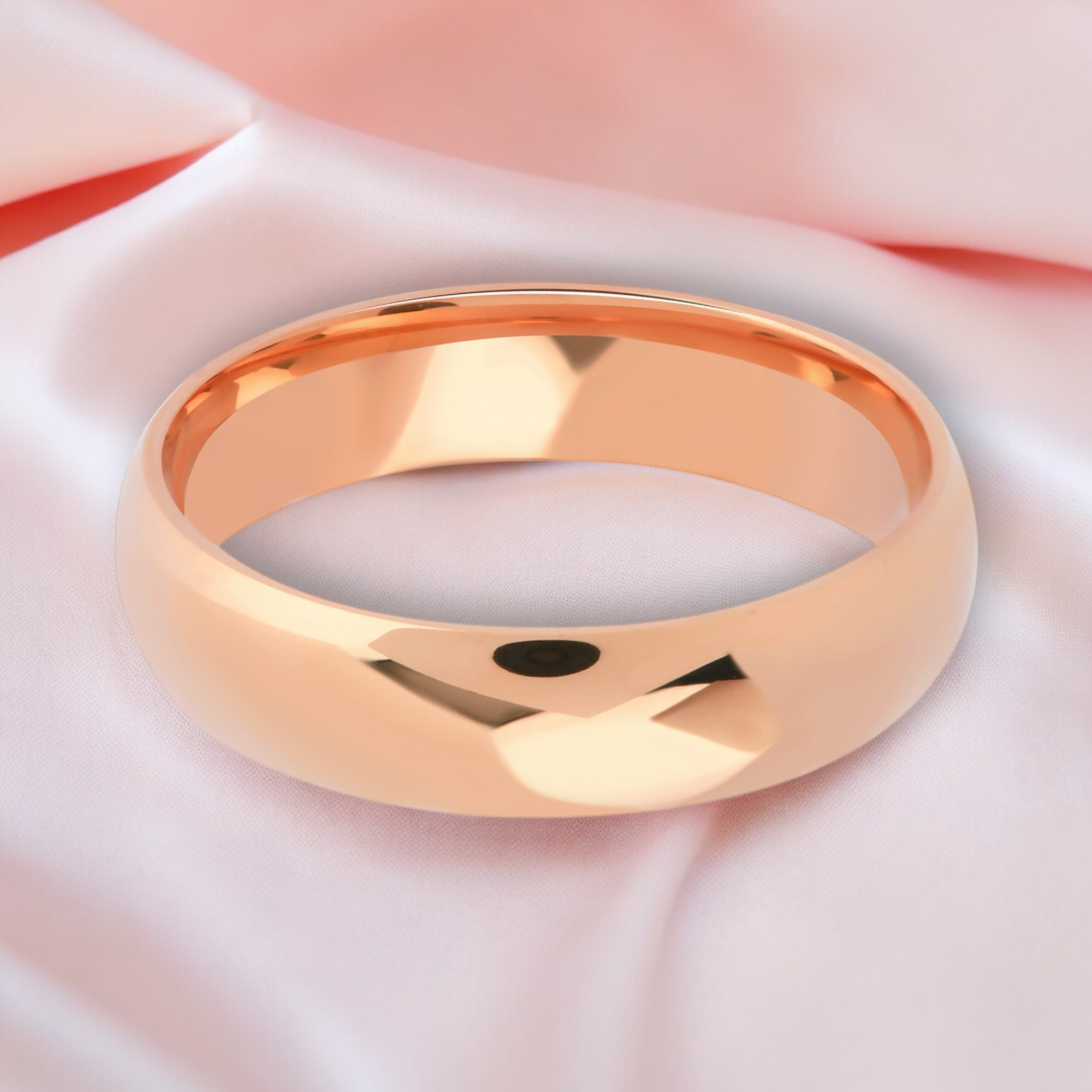6mm dome shaped hollow ultra light wedding band rose gold_02