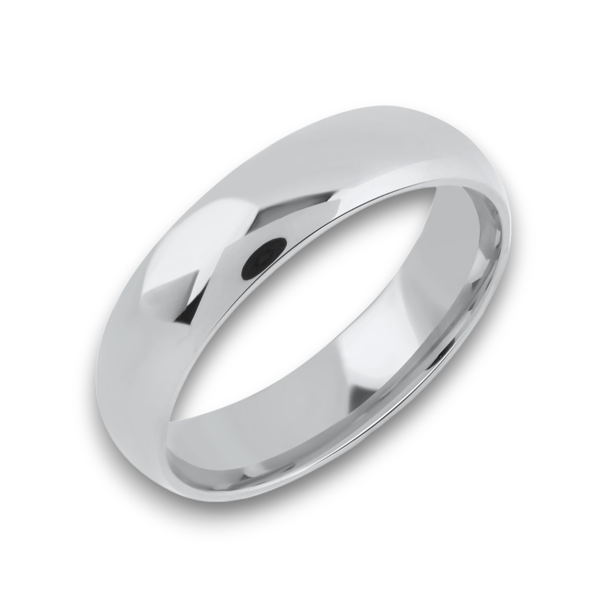 6mm dome shaped hollow ultra light wedding band white gold_01