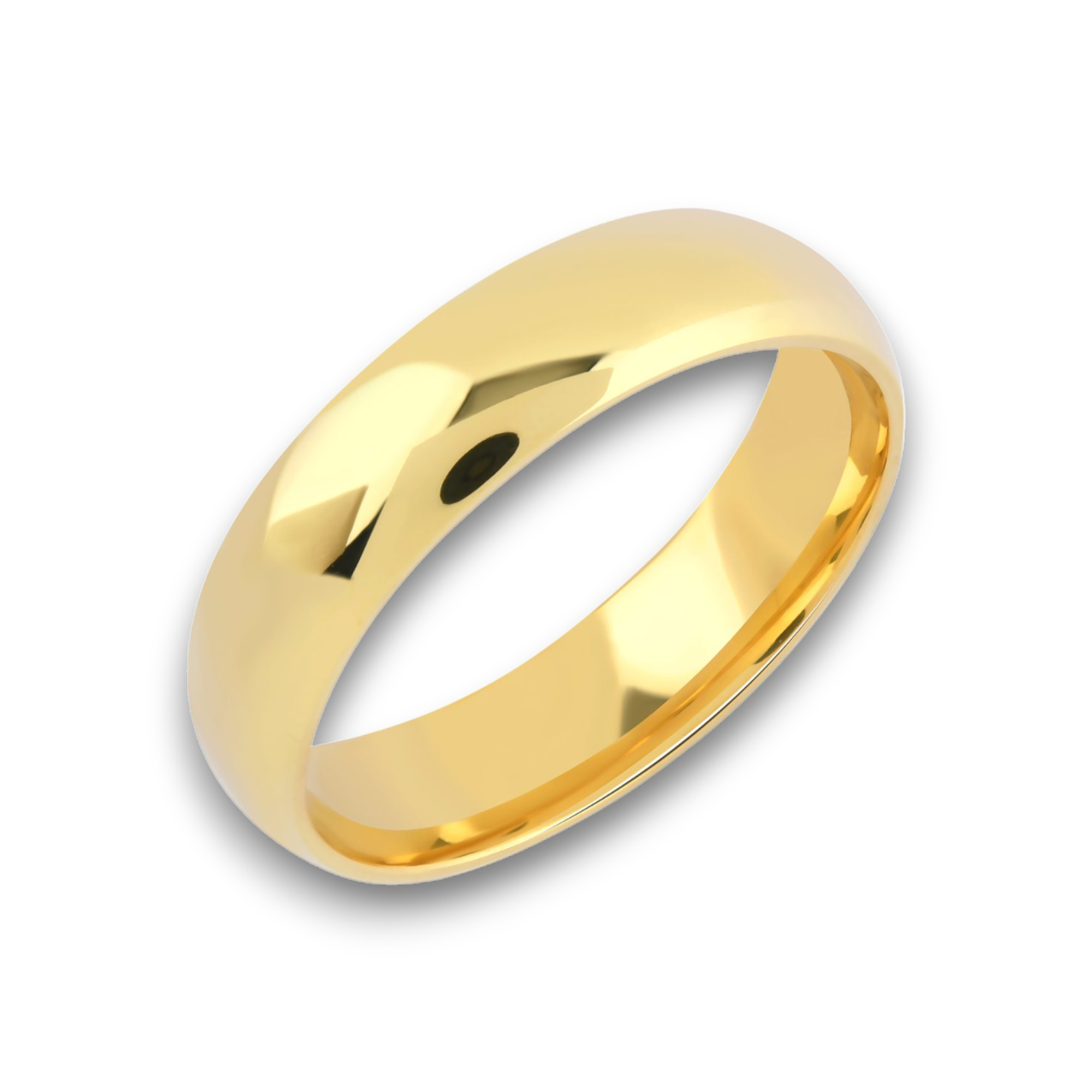 6mm dome shaped hollow ultra light wedding band yellow gold_01