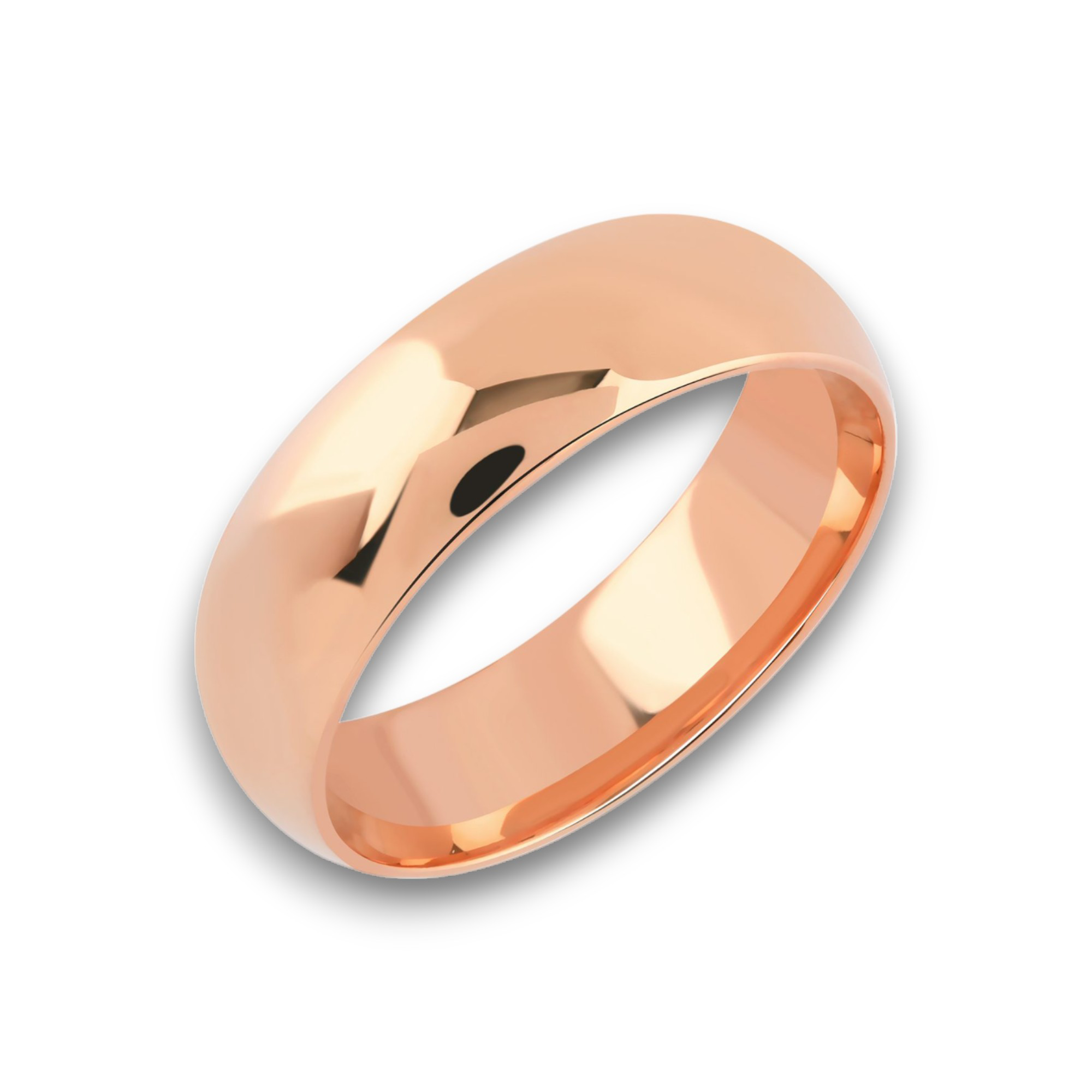7mm dome shaped hollow ultra light wedding band rose gold_01