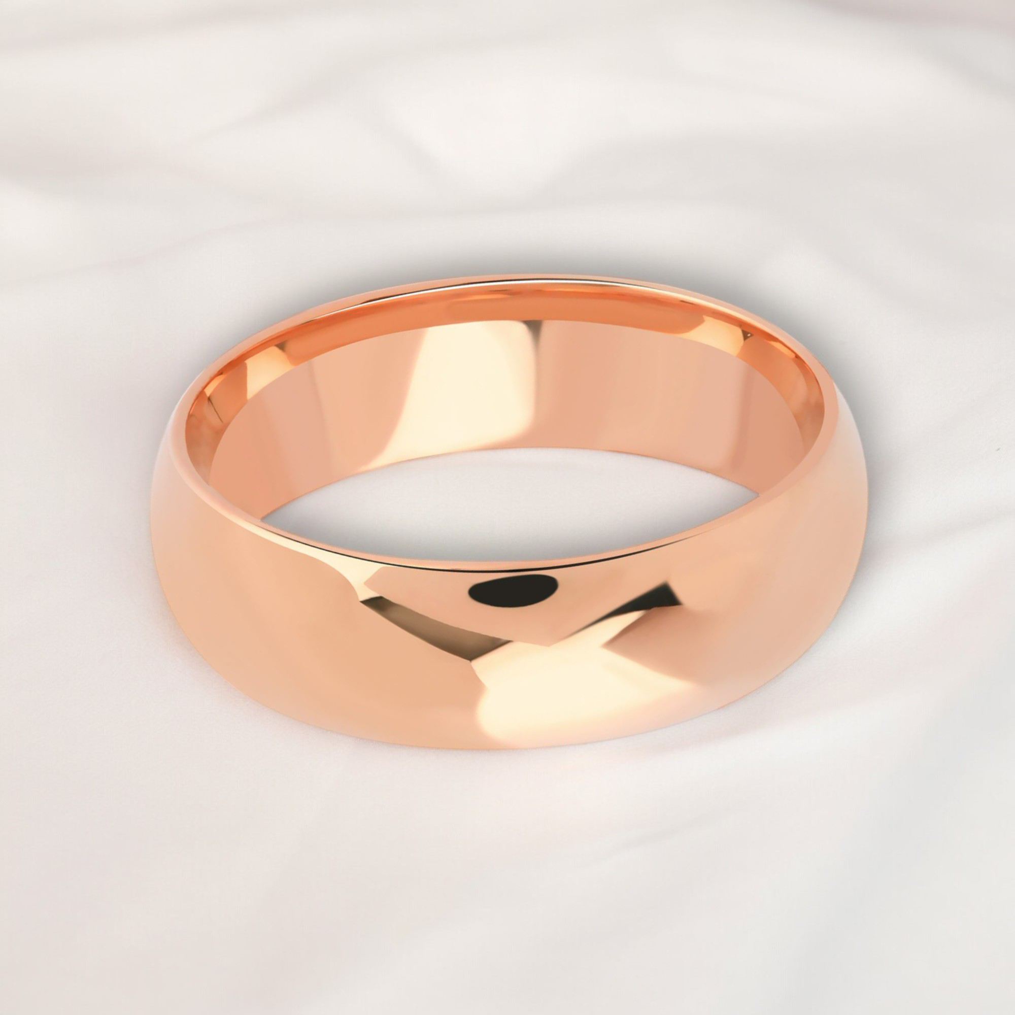 7mm dome shaped hollow ultra light wedding band rose gold_02