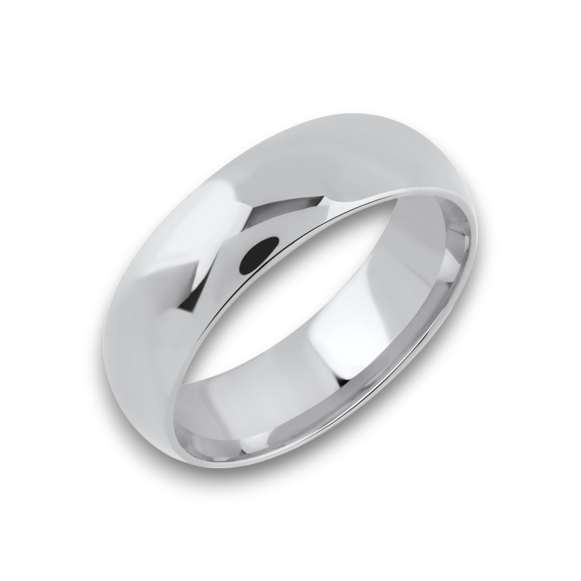 7mm dome shaped hollow ultra light wedding band white gold_01
