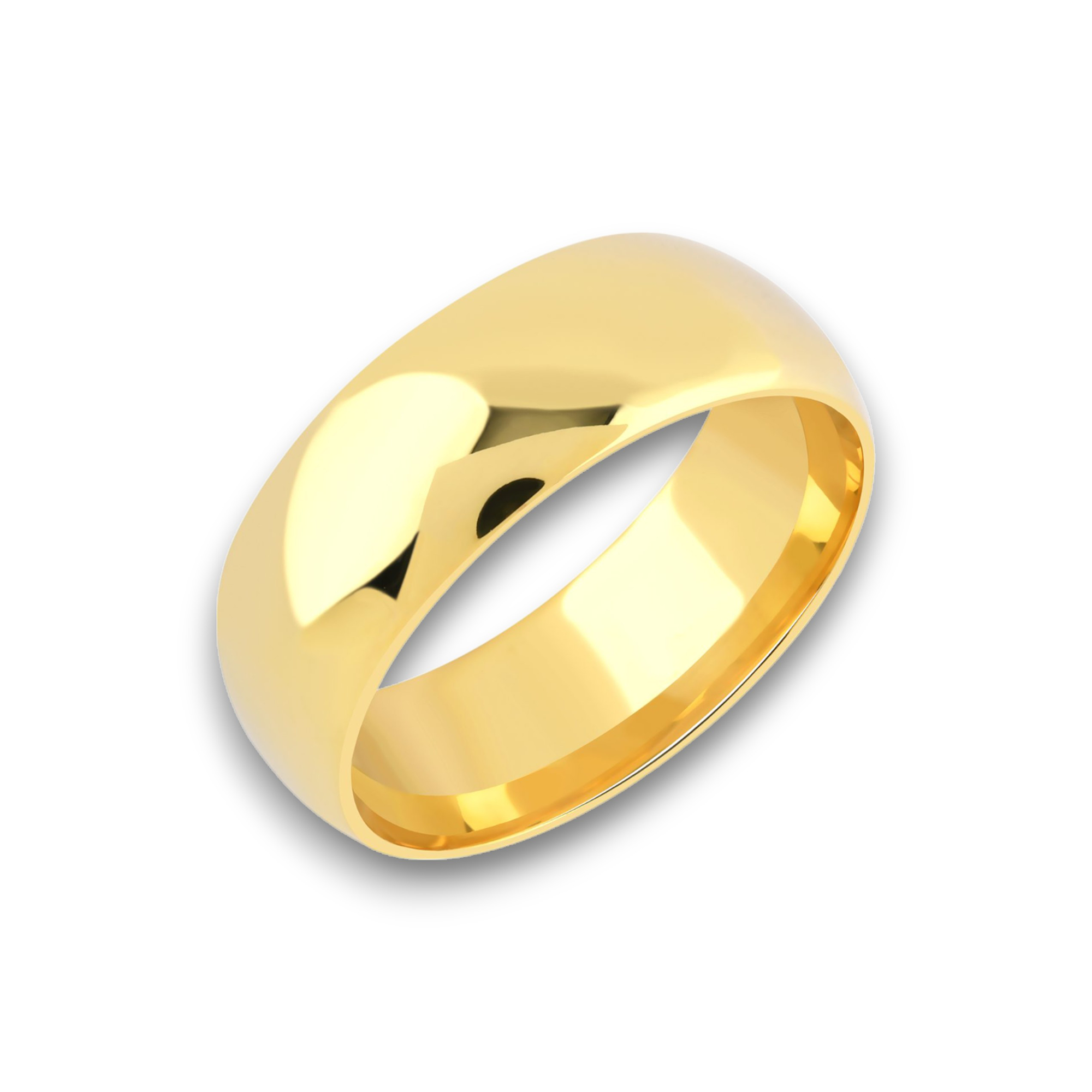 7mm dome shaped hollow ultra light wedding band yellow gold_01