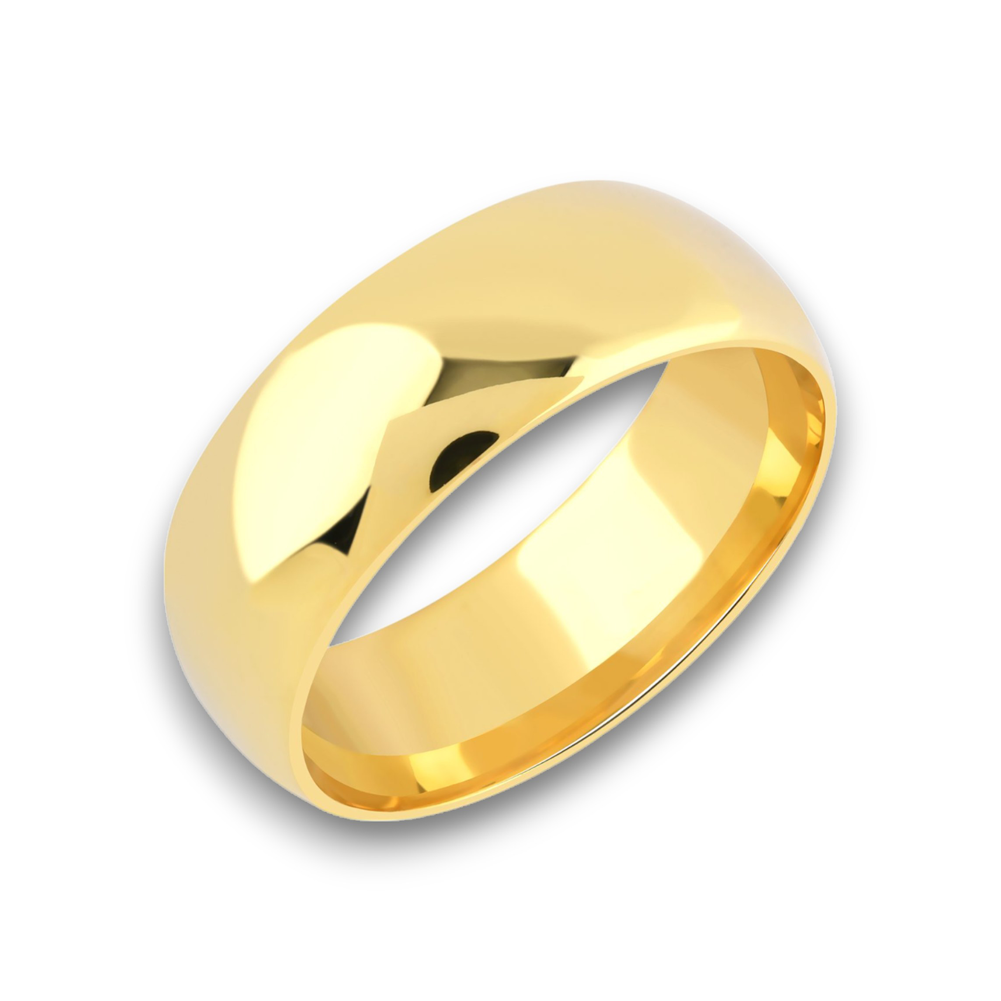 7mm dome shaped hollow ultra light wedding band yellow gold_01