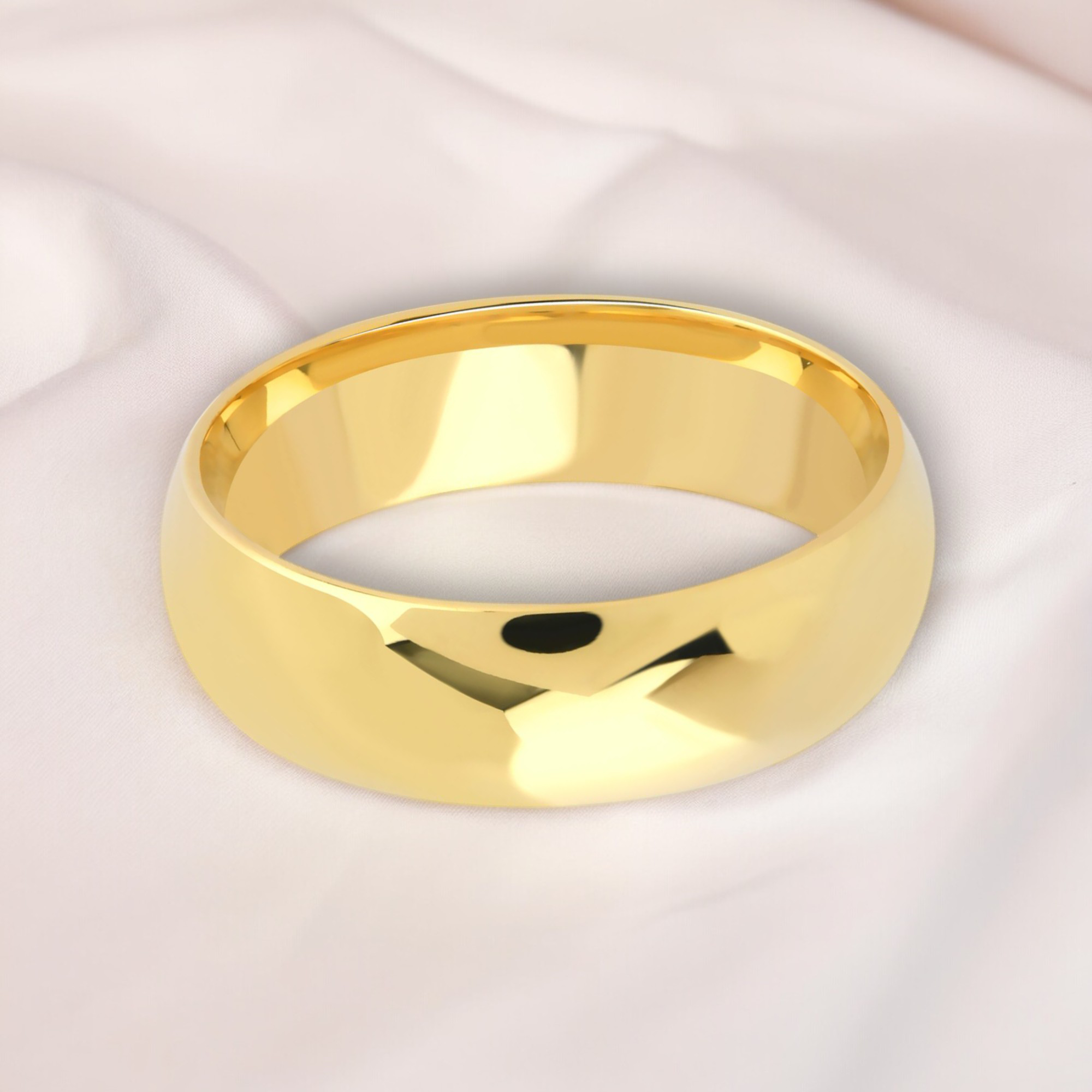 7mm dome shaped hollow ultra light wedding band yellow gold_02
