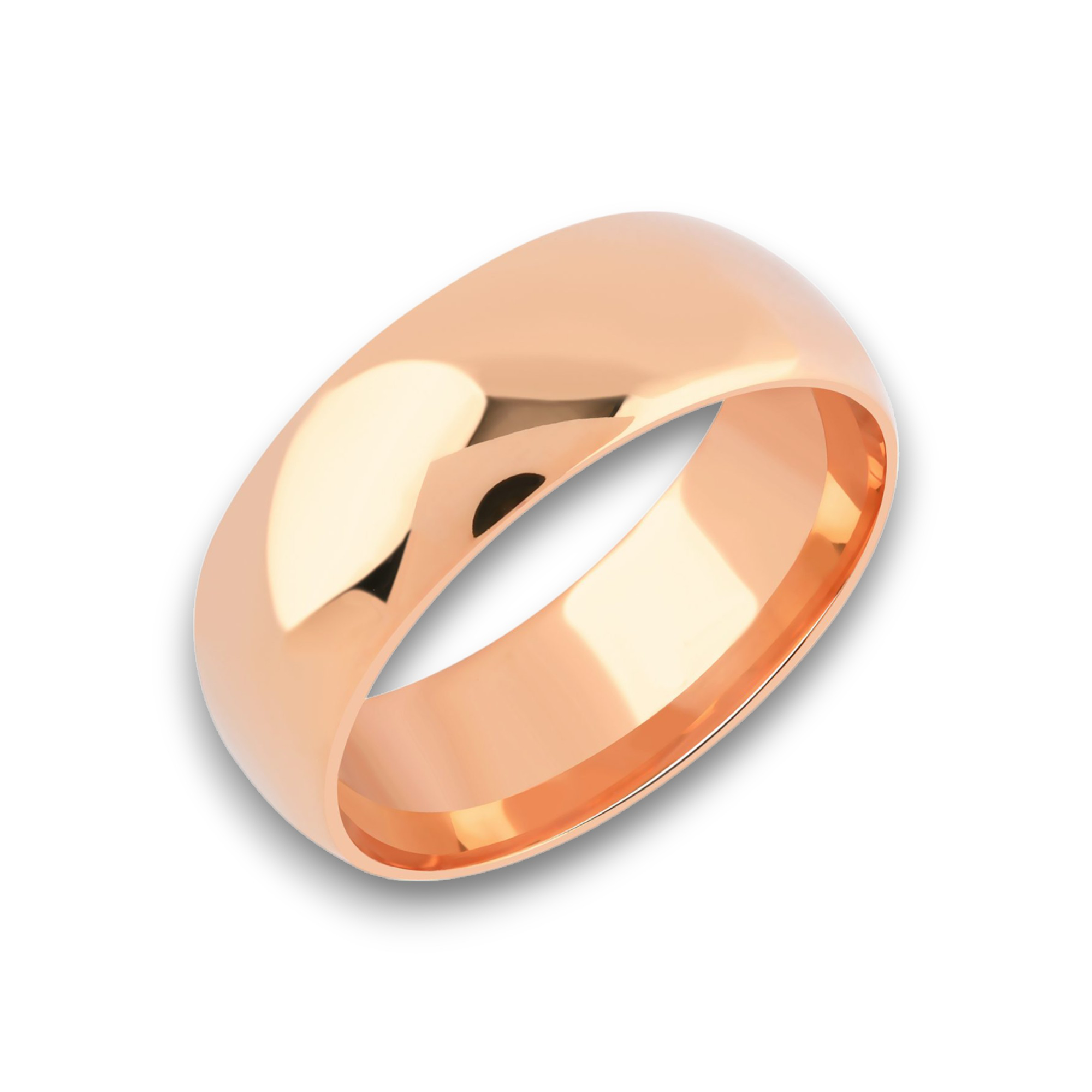 8mm dome shaped hollow ultra light wedding band rose gold_01