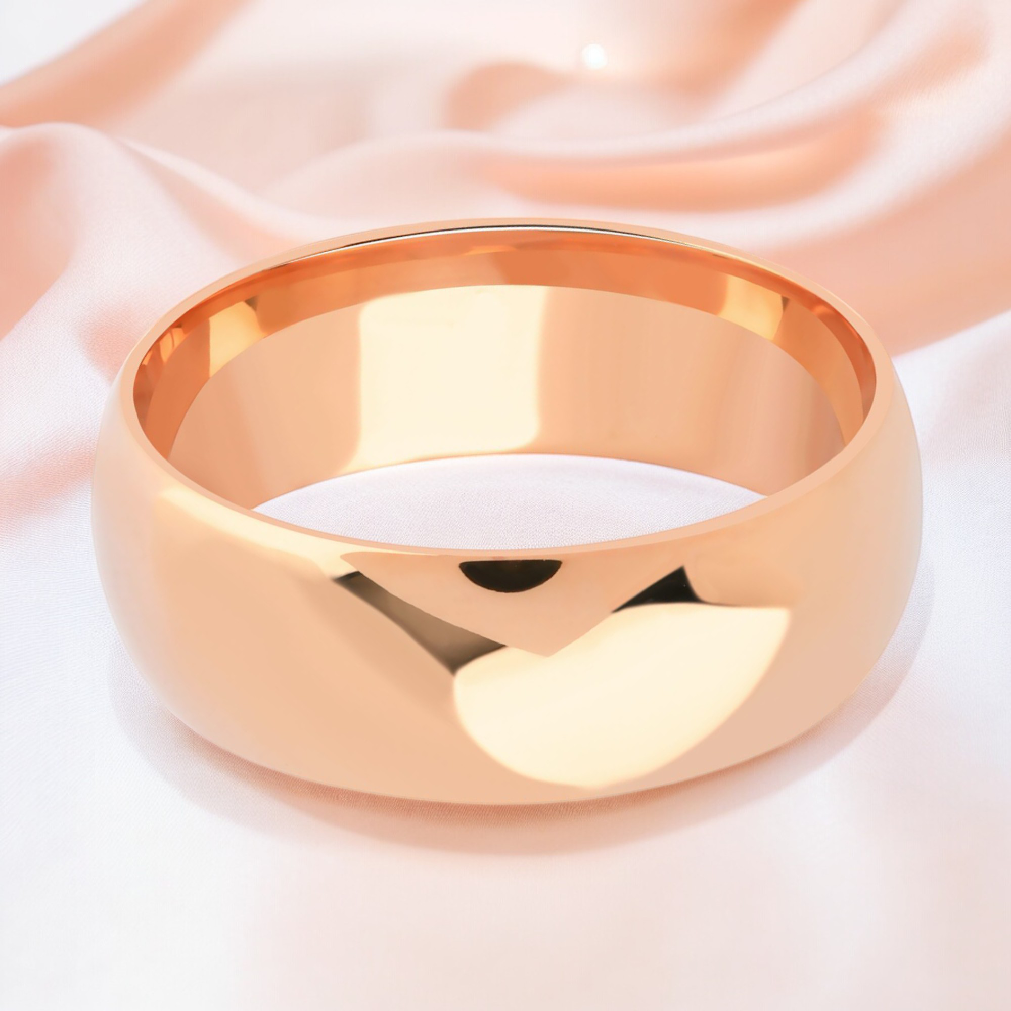8mm dome shaped hollow ultra light wedding band rose gold_02