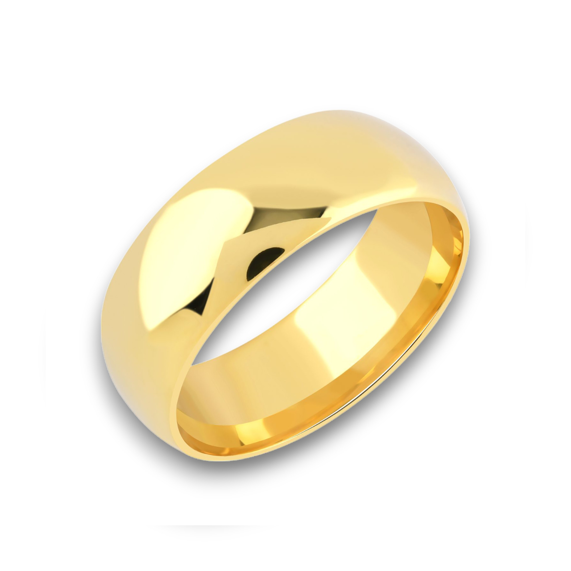 8mm dome shaped hollow ultra light wedding band yellow gold_01
